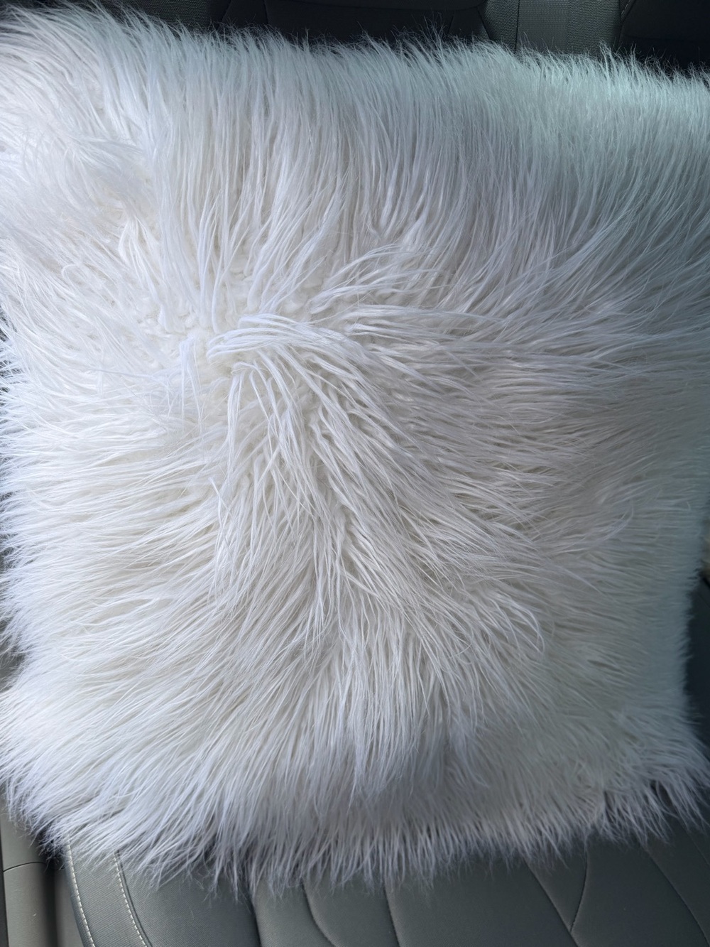 Plush Faux Fur Throw Pillow - White - Picture 2 of 2
